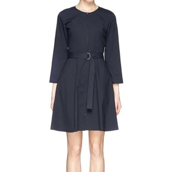 Theory • RARE Navy Mariela Zip Front Poplin Dress - Picture 2 of 7